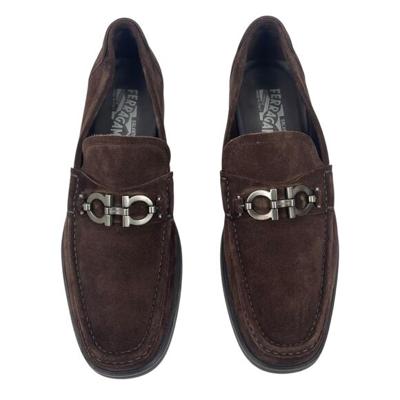 Salvatore Ferragamo Master Gancini Bit Suede Loafer Brown Size 10EE/ US 11 - Picture 5 of 15